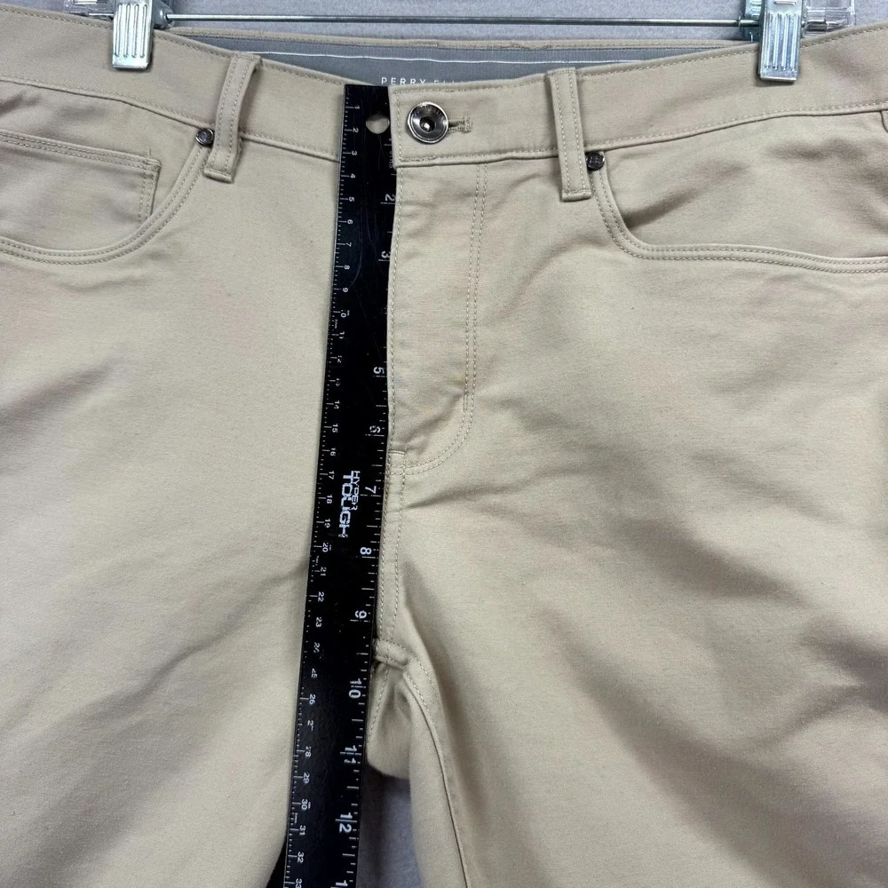 Perry Ellis 5-Pockets Pants Mens 34x28* Beige Performance Golf Straight Tech‎